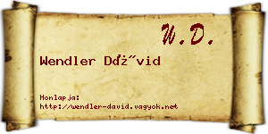 Wendler Dávid névjegykártya